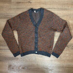 Vintage Jantzen Men's Brown Grey Textured Cardigan Scholar  M